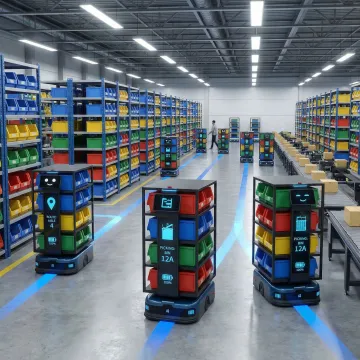 Modern autonomous mobile robot system operating in warehouse environment