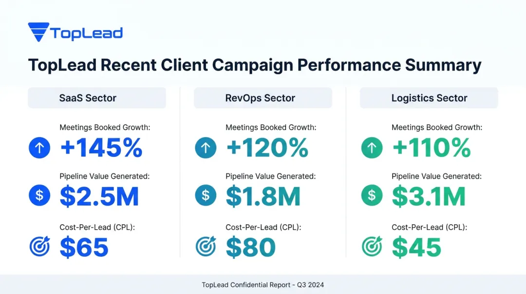 TopLead B2B appointment setting campaign results showing pipeline growth metrics