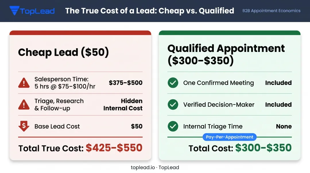 True cost comparison cheap unqualified leads versus premium verified appointments