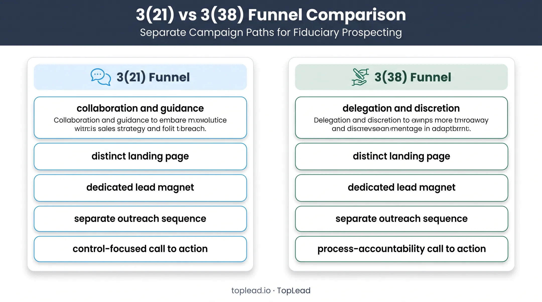 Separate 3(21) and 3(38) fiduciary marketing funnel comparison