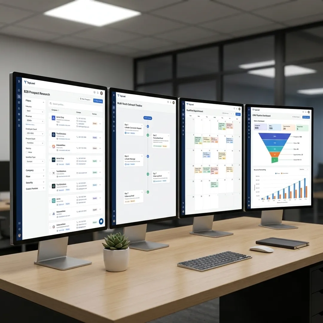 Lead generation process workflow on office screen