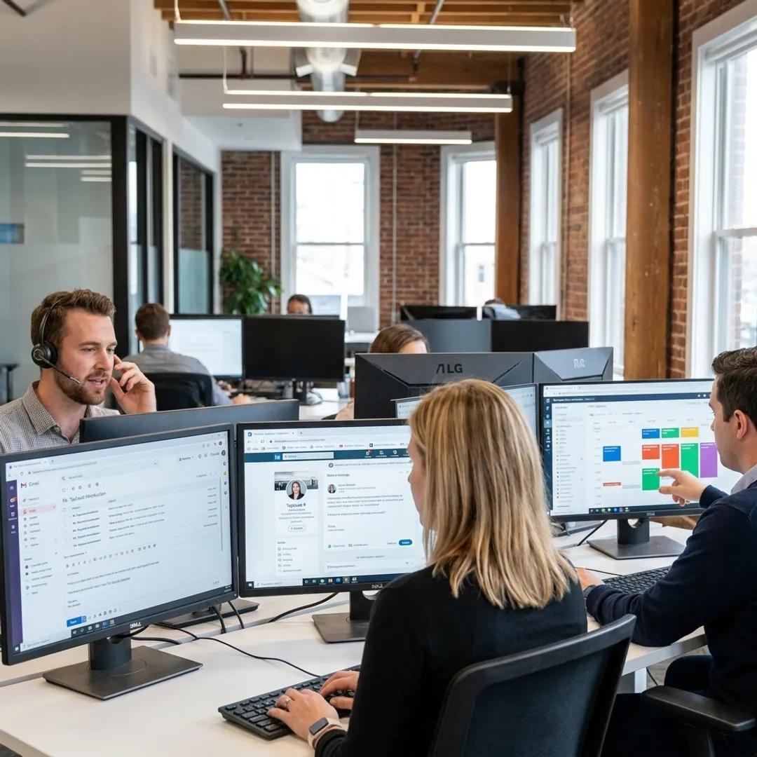 SDR team managing B2B outreach process