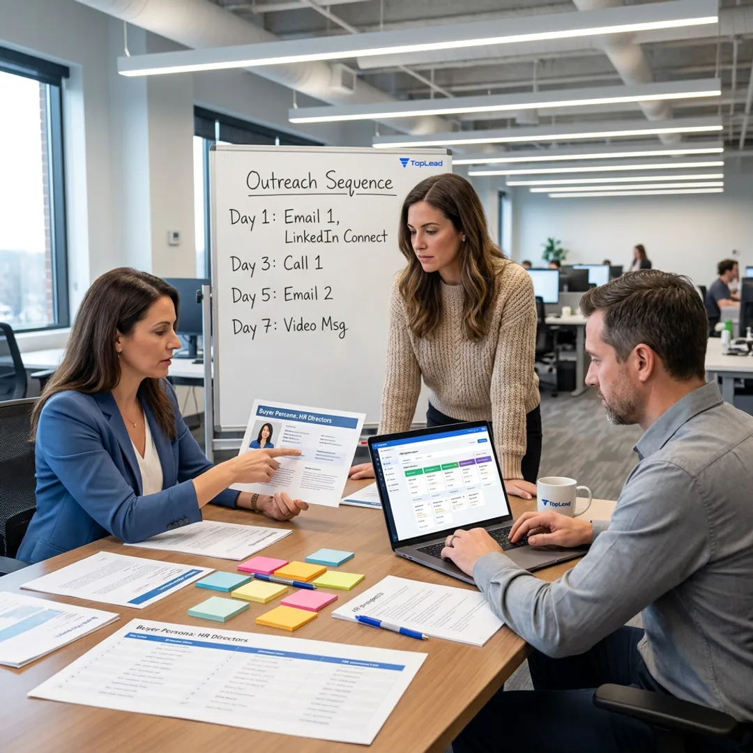 Sales team mapping an HR lead generation process