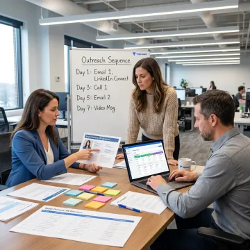 Sales team mapping an HR lead generation process