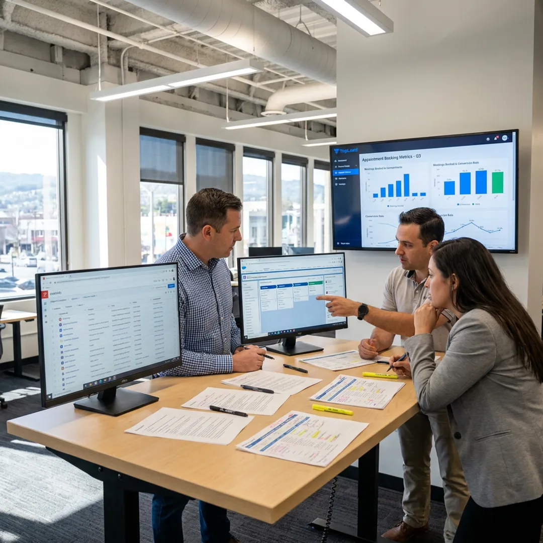 Sales team planning a coached B2B lead generation campaign