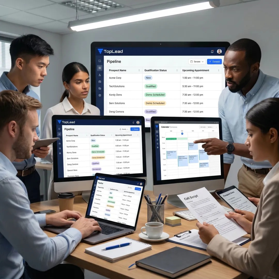 Inside sales team managing appointment setting process