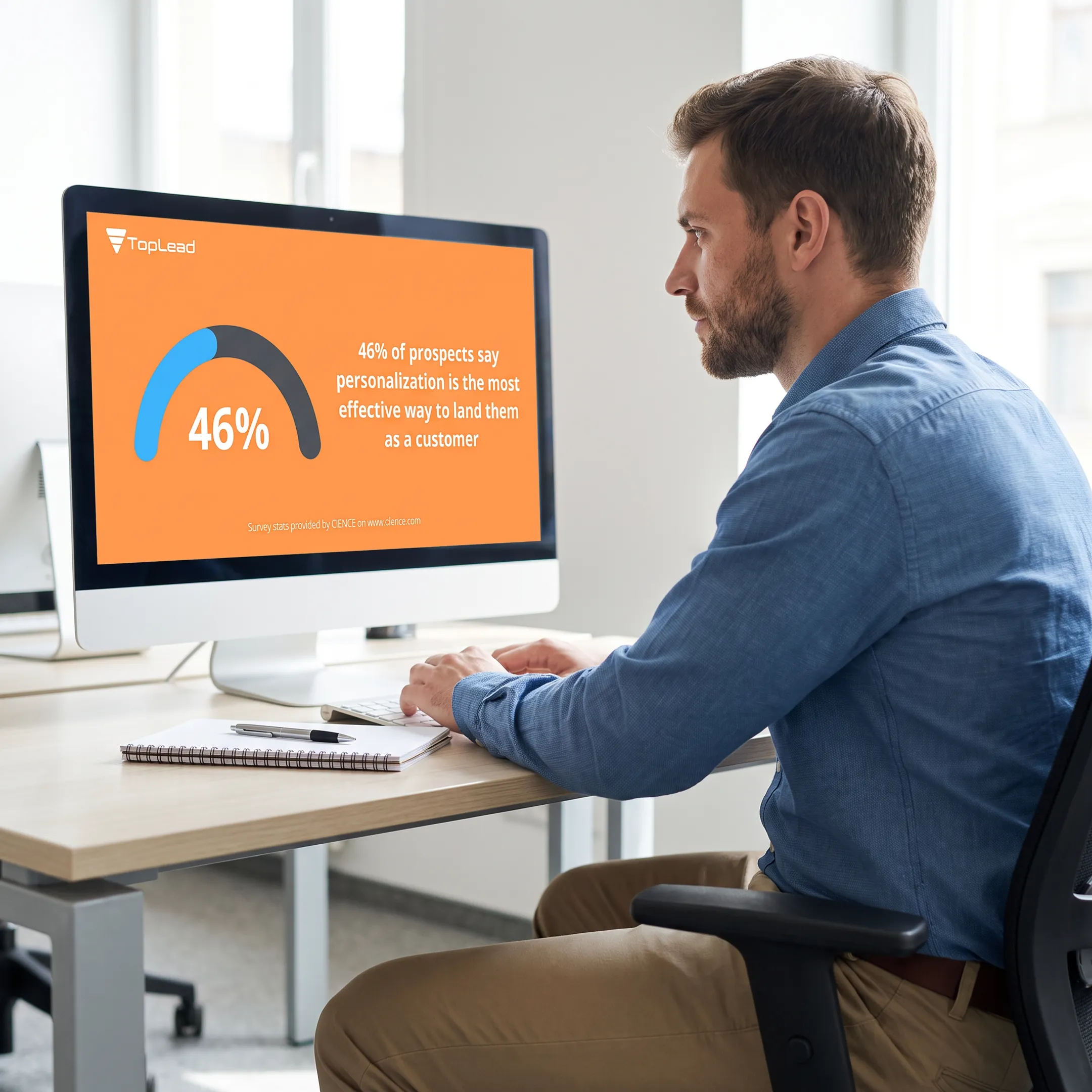 SDR reviewing personalized cold email campaign data