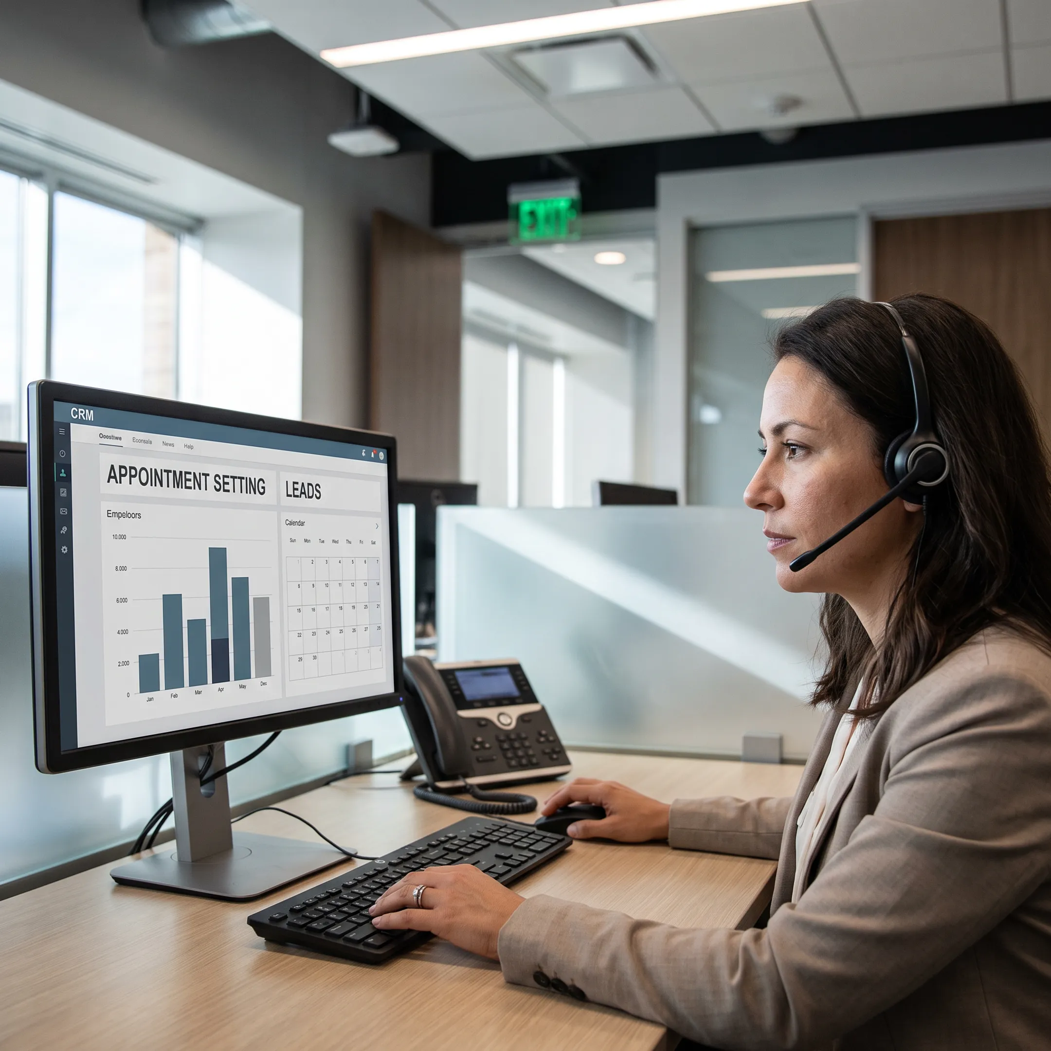 Sales representative conducting targeted prospect outreach