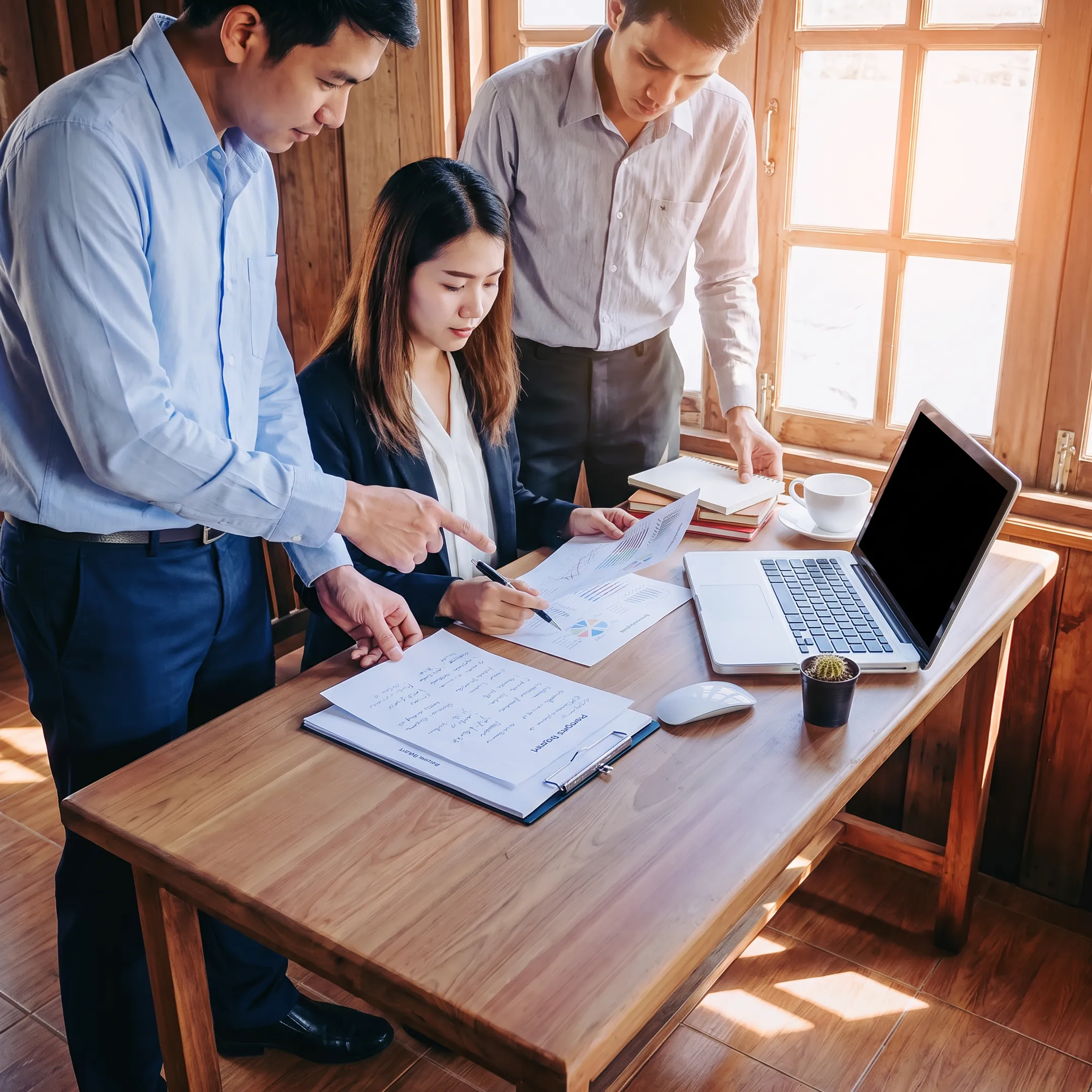 Sales representatives collaborating on a B2B outreach campaign