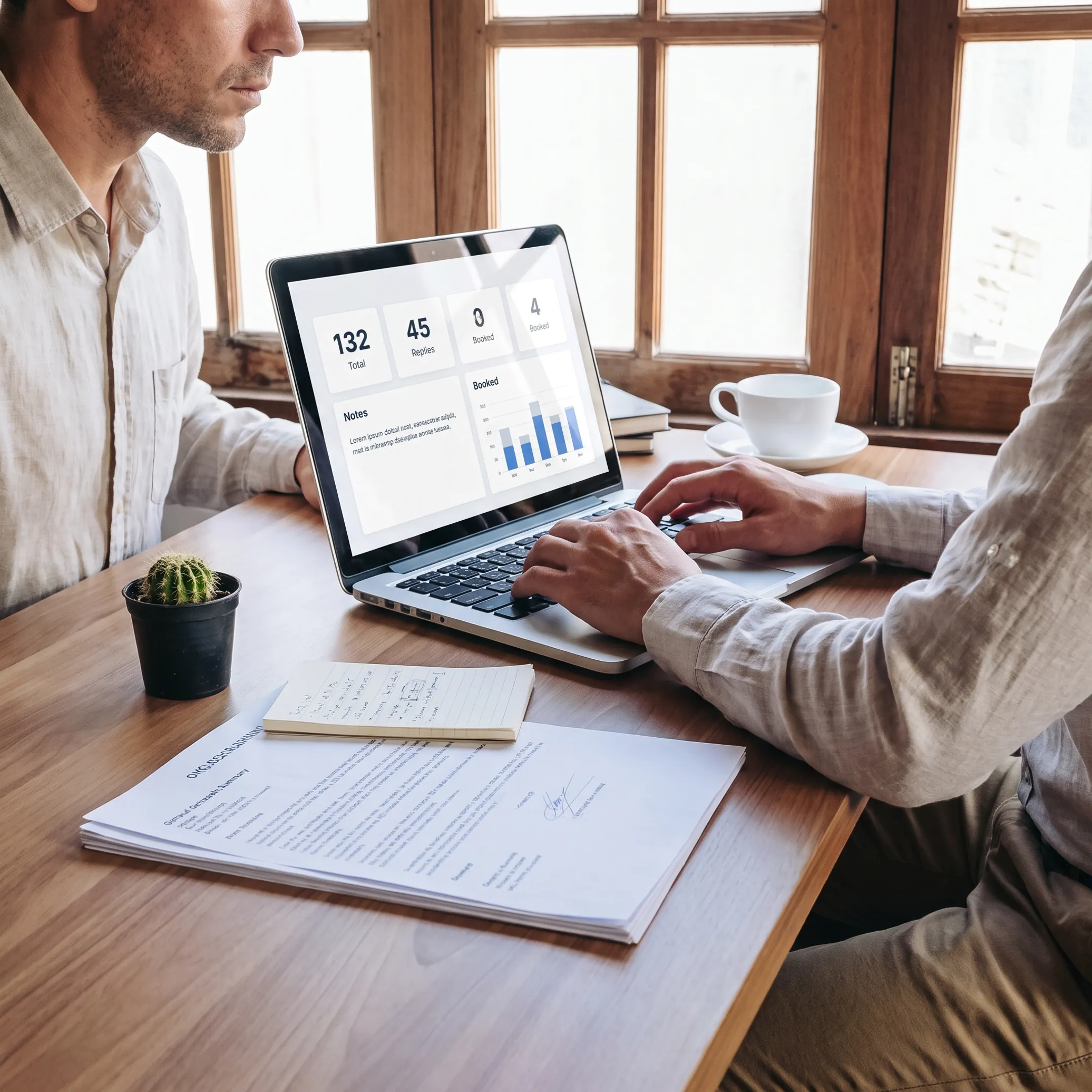 Sales professional reviewing qualified appointment details