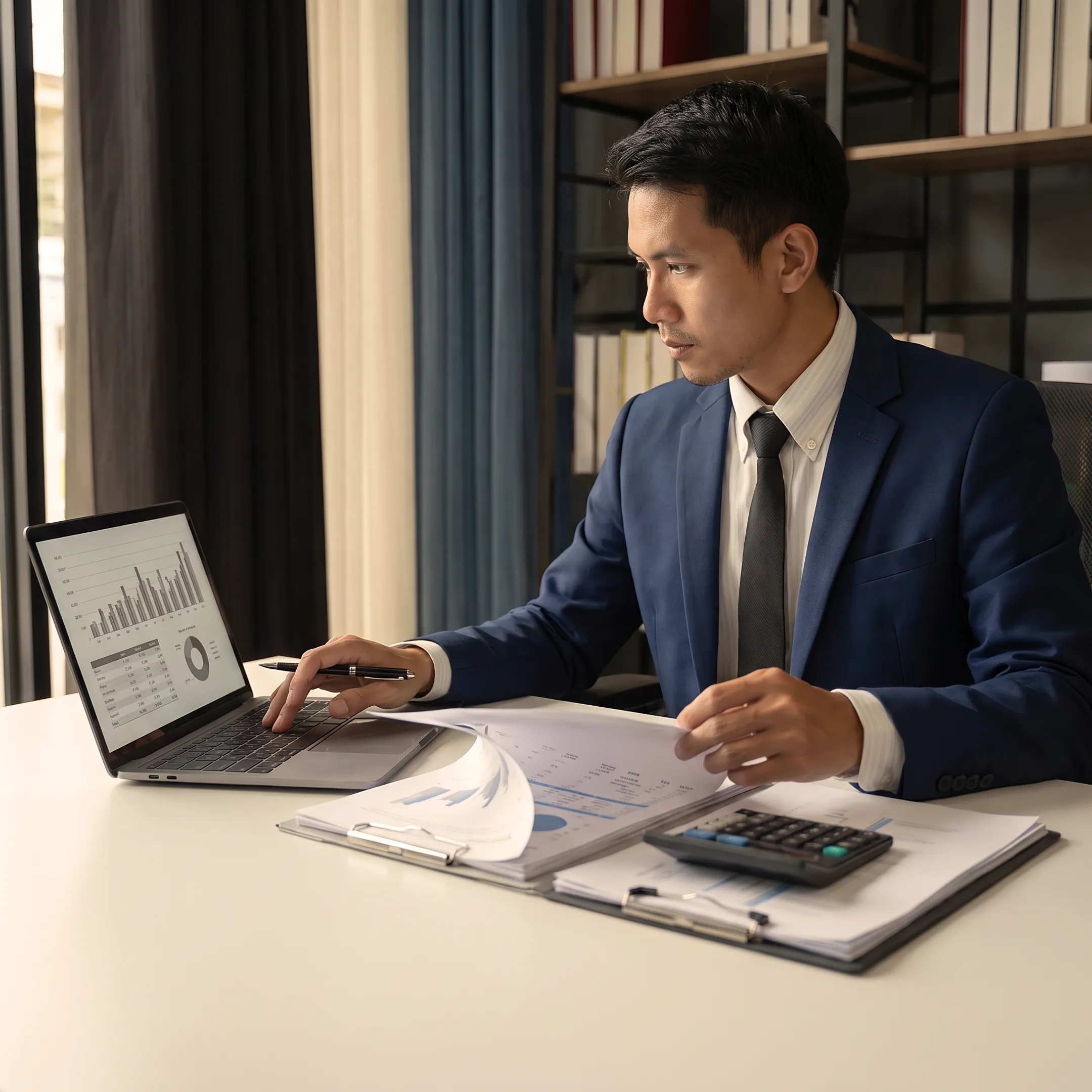 Advisor reviewing qualified financial prospect information