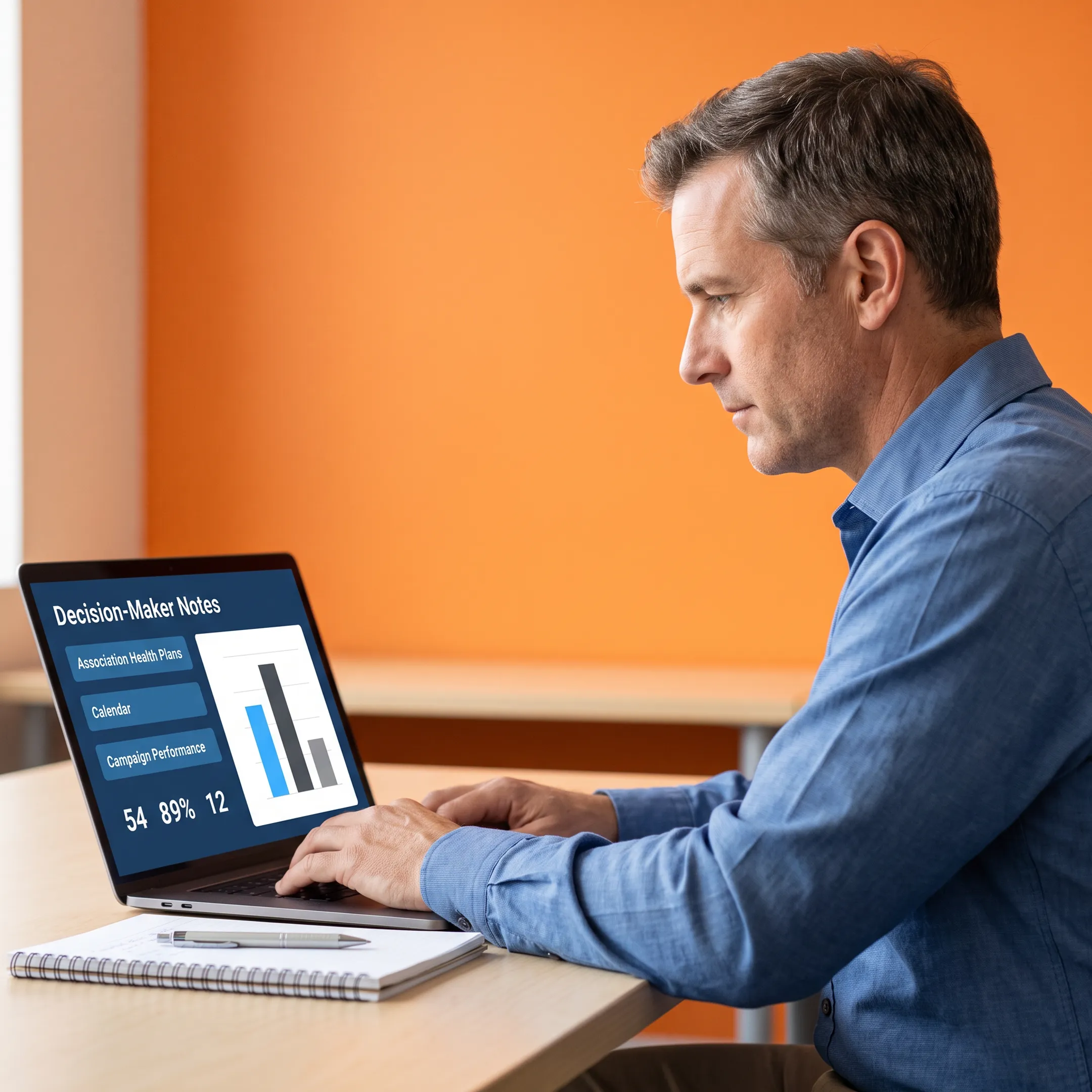 Sales professional reviewing qualified health benefits appointment notes