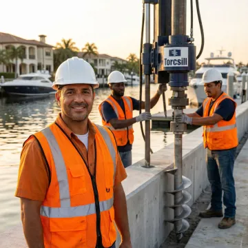 Helical tieback system installation on Palm Beach seawall