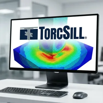 Computer screen showing finite element analysis model of structural foundation system
