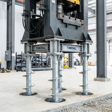 Helical pile foundation system supporting industrial equipment in Pennsylvania facility