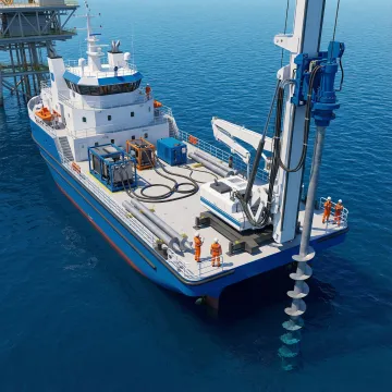 Offshore helical pile foundation installation in deep water marine environment