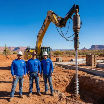 Commercial foundation repair work being performed on industrial building in Nevada