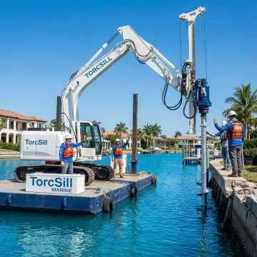 Waterside seawall repair installation process in Naples Florida