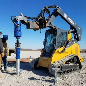 Advanced helical pile foundation system being installed in New York