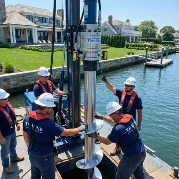 Professional seawall repair crew working on marine foundation reinforcement