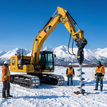 Commercial helical pier installation in Alaska winter conditions