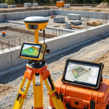Geospatial surveying equipment and foundation construction planning