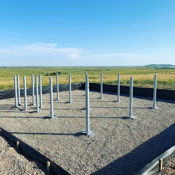 Helical pile foundation supporting industrial equipment in Oklahoma