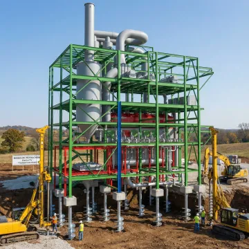 Helical pile foundation system supporting large industrial equipment in Missouri