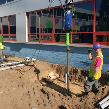 Helical pile foundation installation at oil and gas processing facility