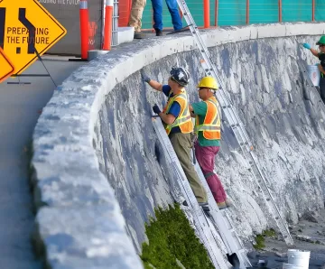 Professional seawall repair work along Islamorada waterfront