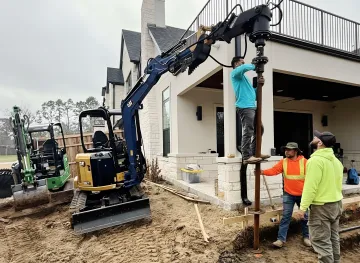 Commercial dock construction with marine pilings and waterfront infrastructure