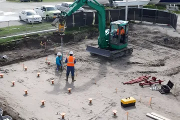 Offshore geotechnical engineering vessel installing marine foundations in deep water