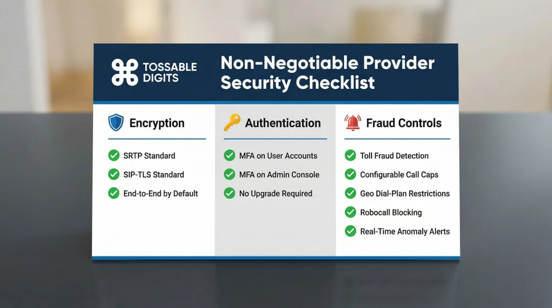 Secure VoIP provider evaluation checklist with fraud controls and encryption requirements