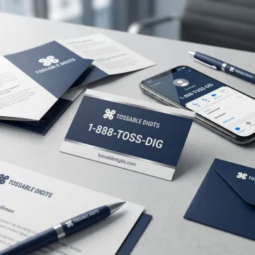 Vanity phone number displayed on business card and smartphone