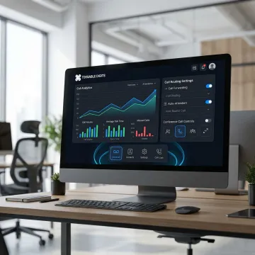 VoIP phone system dashboard showing call routing and analytics
