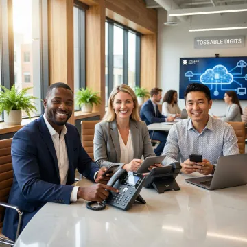 Modern business office in Louisiana with VoIP phone system and professional workspace