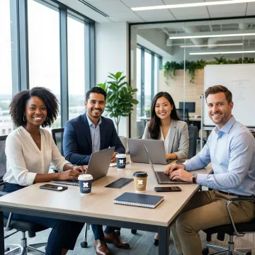 Small business team in McKinney office collaborating with VoIP phone system