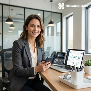 McKinney small business owner using professional VoIP phone system on mobile device