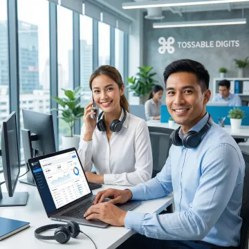 Customer service team using mobile devices to handle toll-free forwarded calls