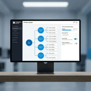 Step-by-step IVR configuration interface on computer screen