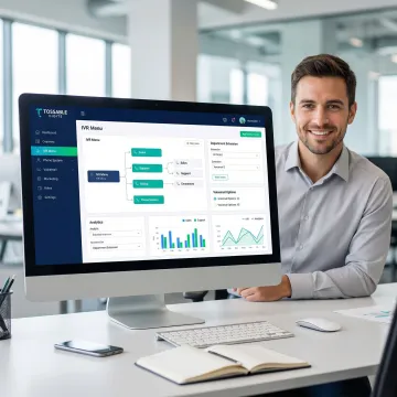 Business phone system dashboard showing call routing and IVR setup