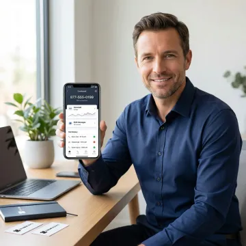 Business professional managing toll-free calls on smartphone