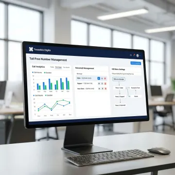 Business dashboard showing toll-free call analytics and features
