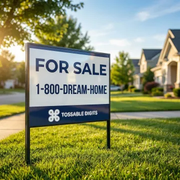 Real estate for sale sign with memorable vanity phone number