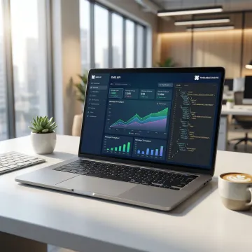 Business professional reviewing SMS API dashboard with message analytics