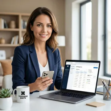 Small business owner in Lafayette using cloud phone system on mobile device