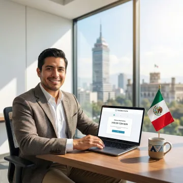 Step-by-step setup of a Mexico virtual phone number on a laptop screen