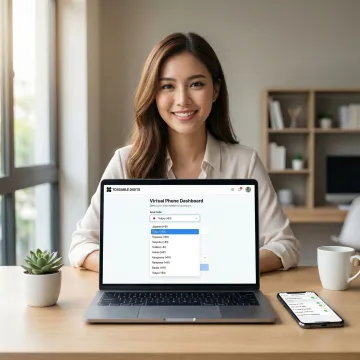Step-by-step setup of a Japan virtual phone number on a laptop and smartphone