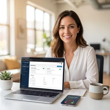 Business owner managing a Dallas virtual phone number