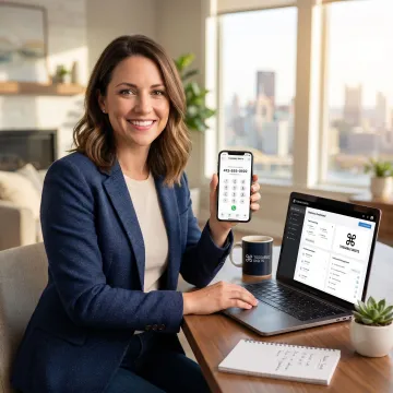 Business owner using a Pittsburgh virtual number